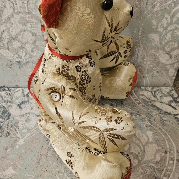 Vintage Embroidered Asian Silk Chinese Plush Teddy Bear Rotating Arms Legs - Picture 9 of 16